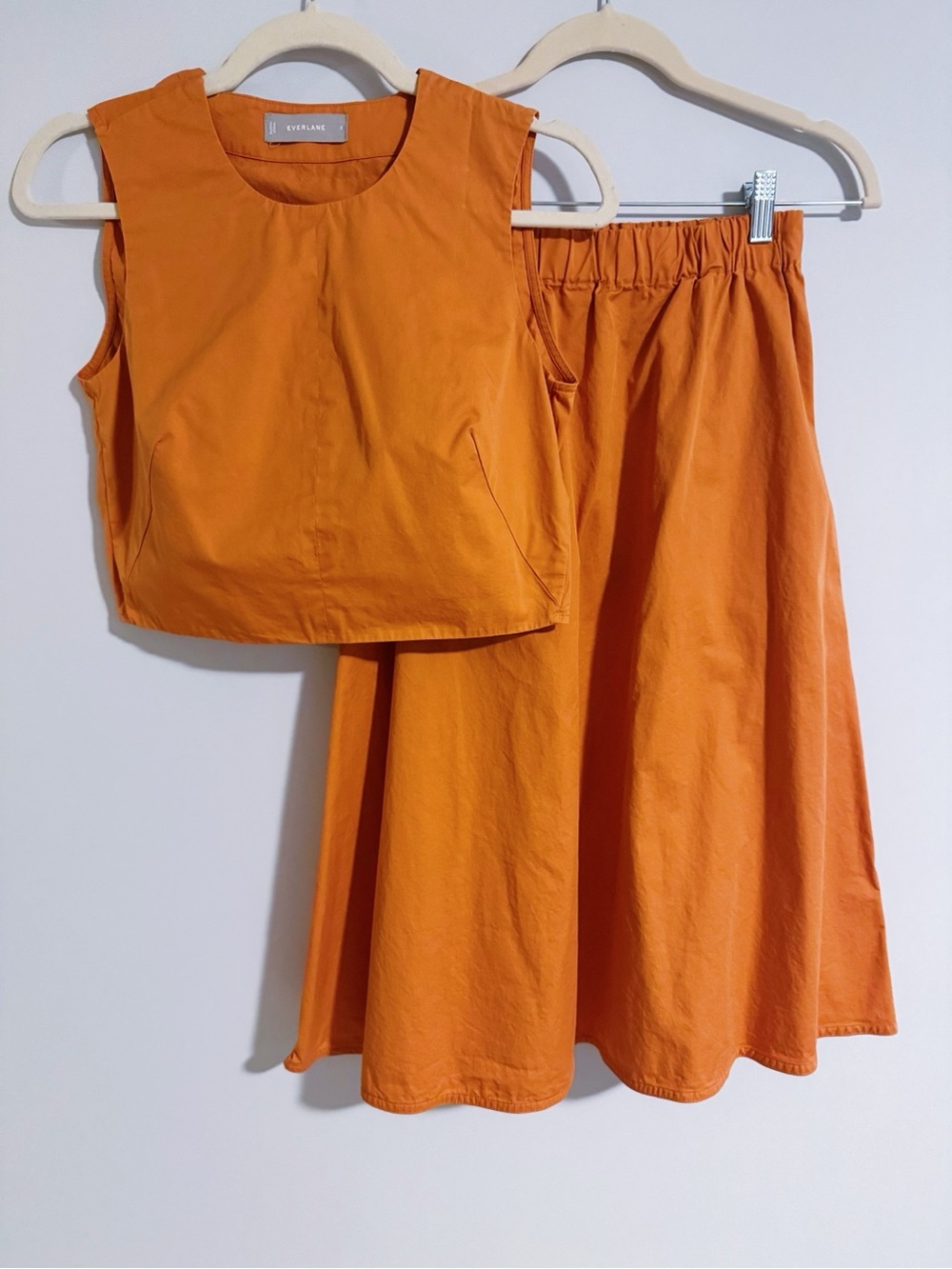 Everlane - Orange Crop Tank and Midi Skirt Coord Set